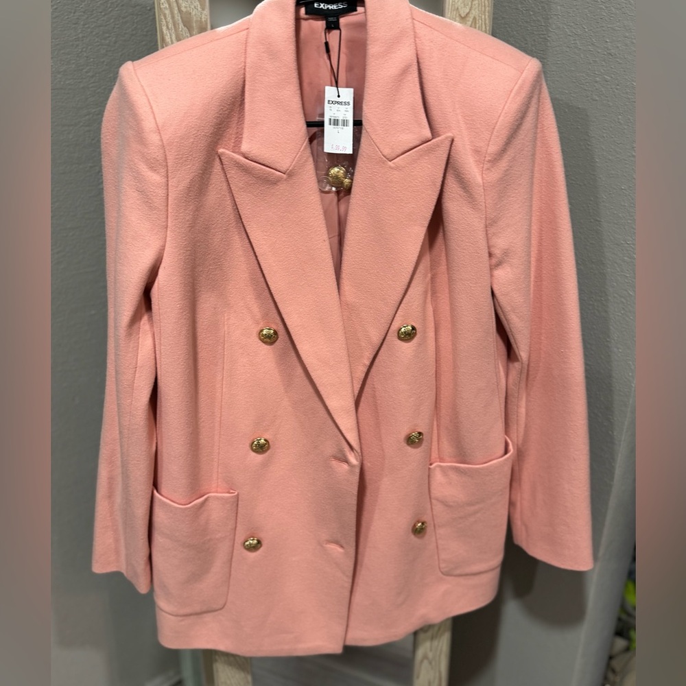 Women's Pink Double-Breasted Blazer